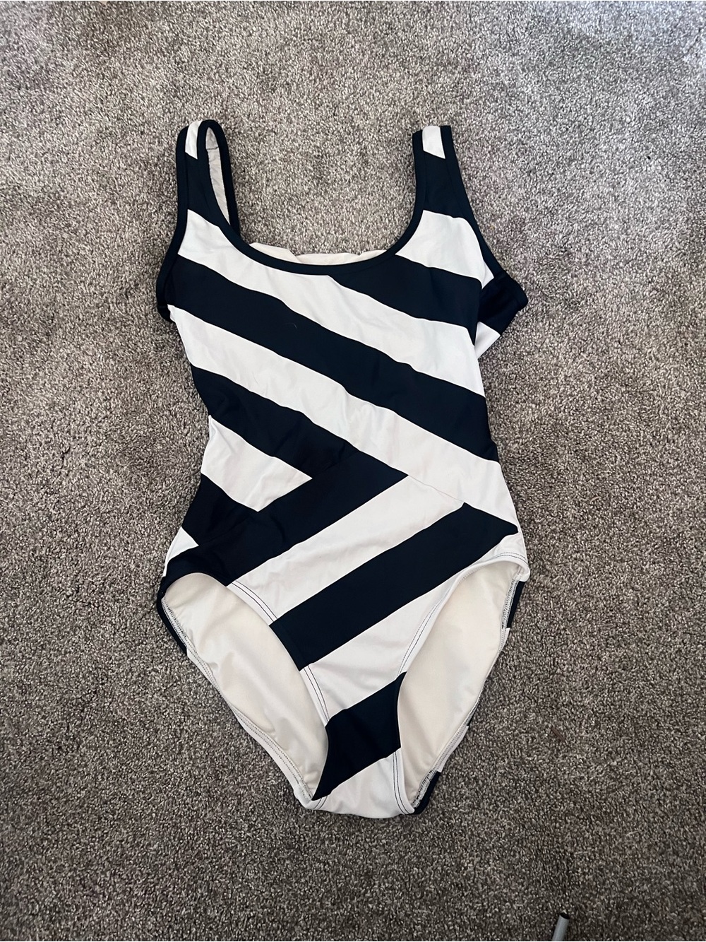 DKNY Black and White Diagonal Stripe Kids One-Piece